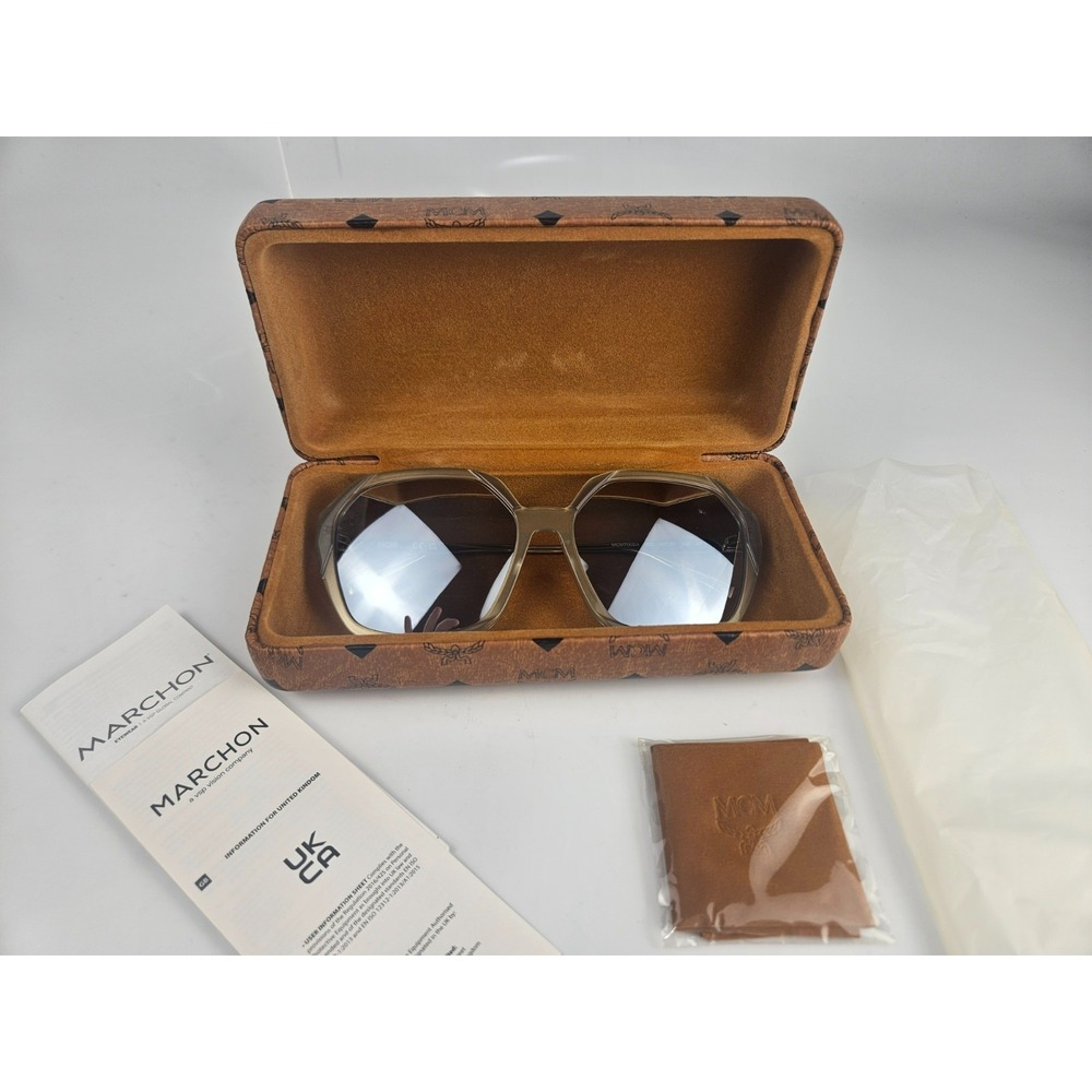 MCM MCM700SA Oversized Geometric Sunglasses Gray w/ Case Set